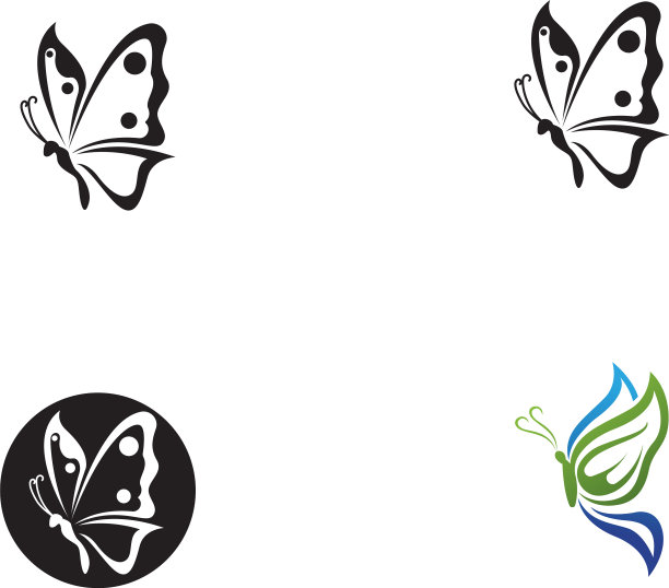 彩色蝴蝶简约图标Logo图片下载