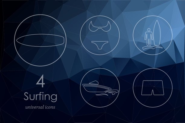 一套冲浪图标图片下载