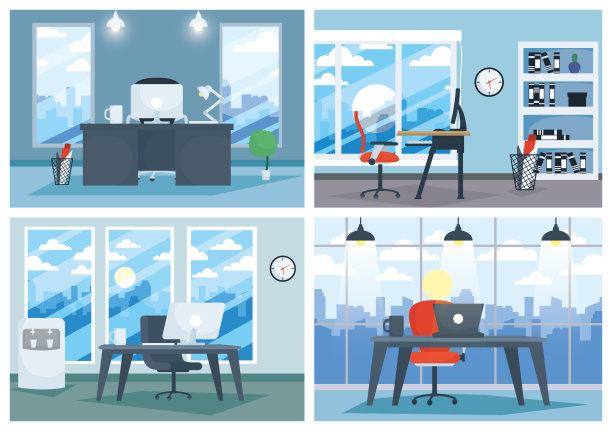 办公室工作场所的笔记本电脑和桌面场景图片下载