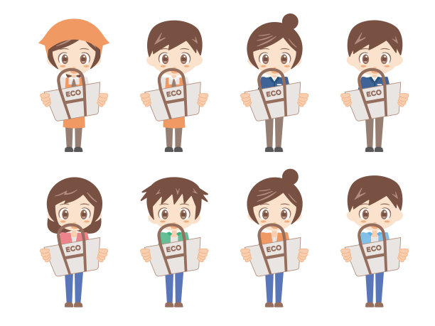 携带环保购物袋的人物插画素材图片下载