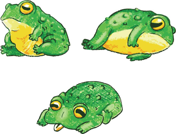 一套可爱的卡通青蛙手绘图片下载