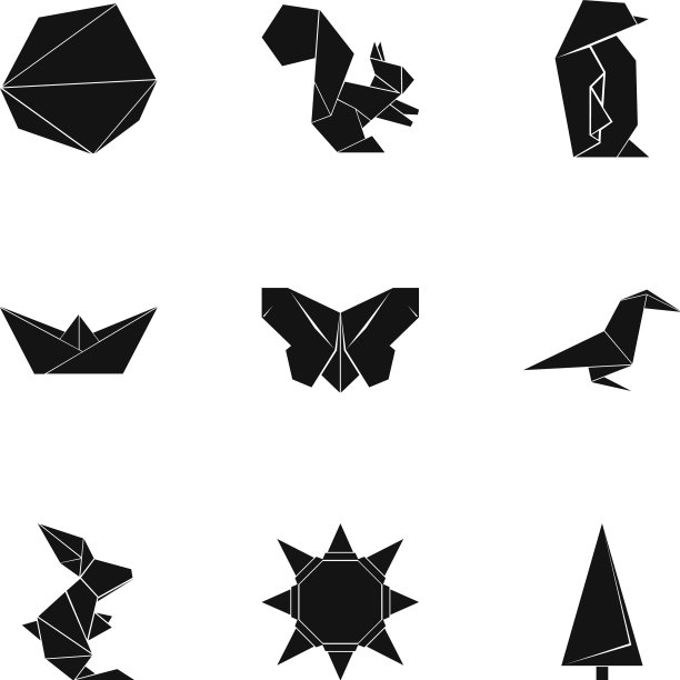 折纸图标设置简单的风格图片下载