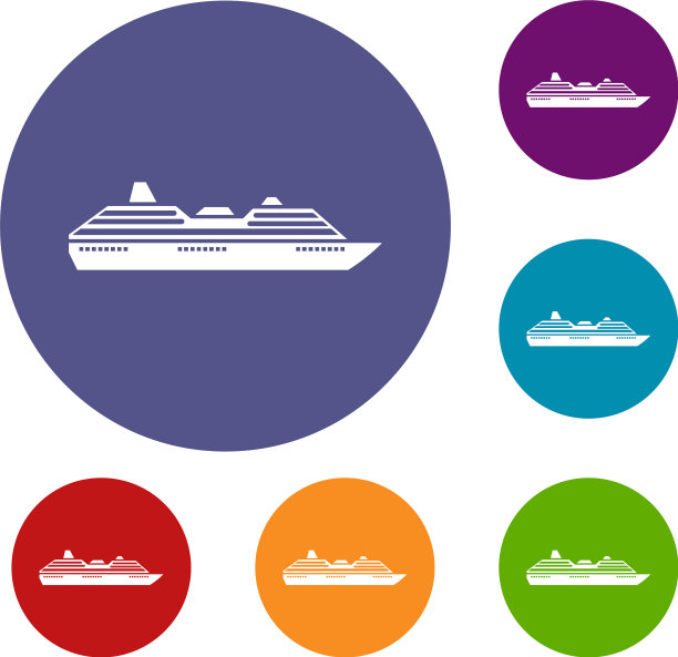 邮轮图标套装图片下载