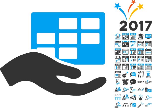 服务时间表图标与2017年奖金图片下载