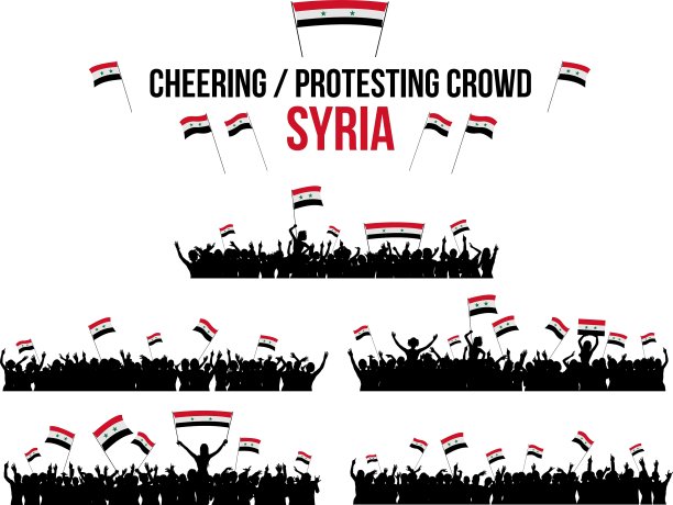 欢呼或抗议的叙利亚人群图片下载