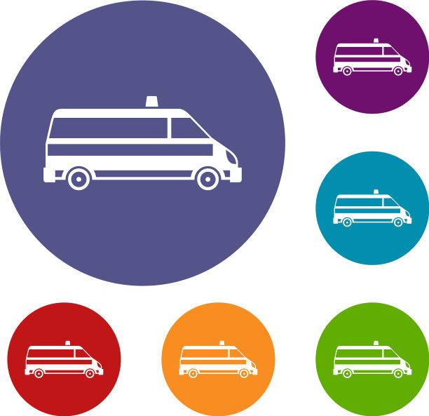 救护车图标套装图片下载