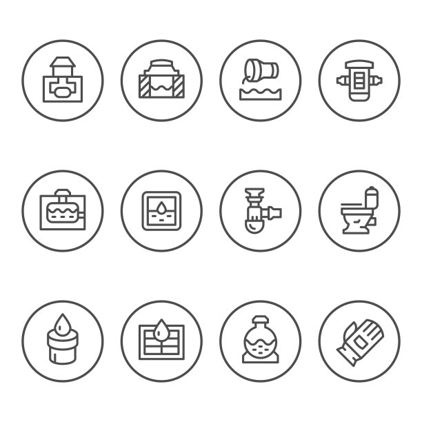 圆形排污线性图标图片下载