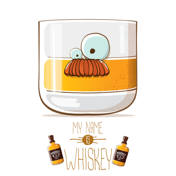 滑稽的威士忌酒杯人物孤立上图片下载