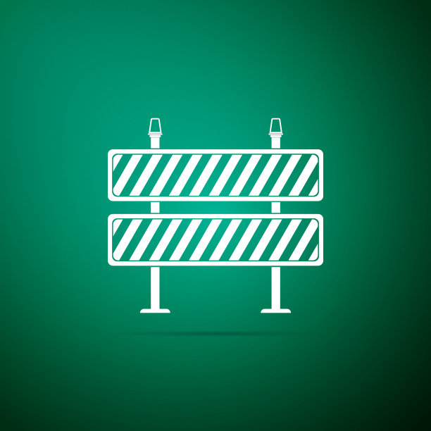 道路障碍图标隔离在绿色背景上图片下载