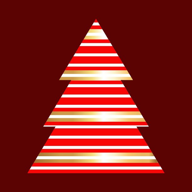 金色和红色的圣诞树图标图片下载