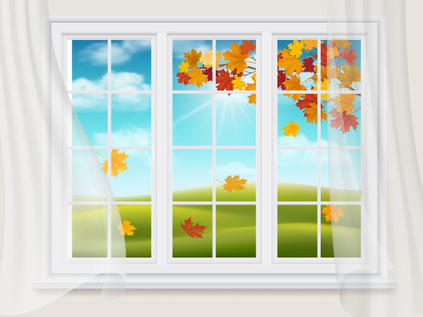 大窗户，可以看到秋天的风景图片下载