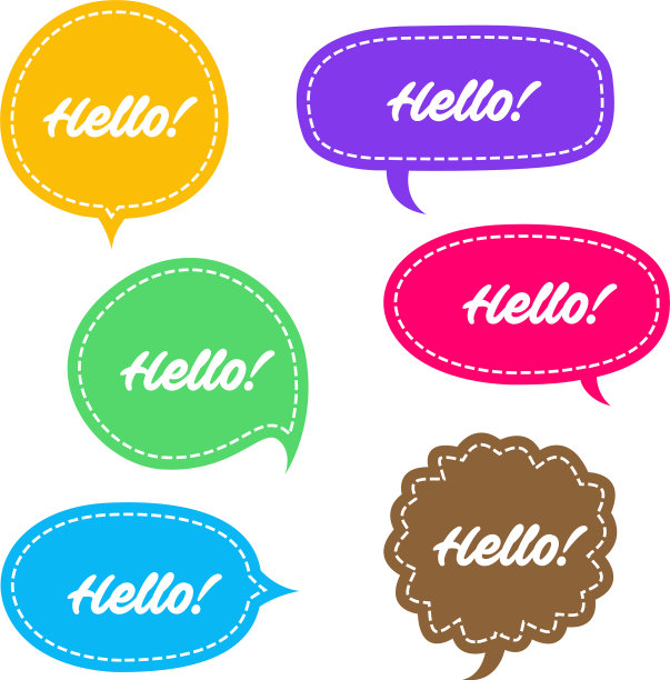 时尚的演讲泡泡集于平面设计之中图片下载