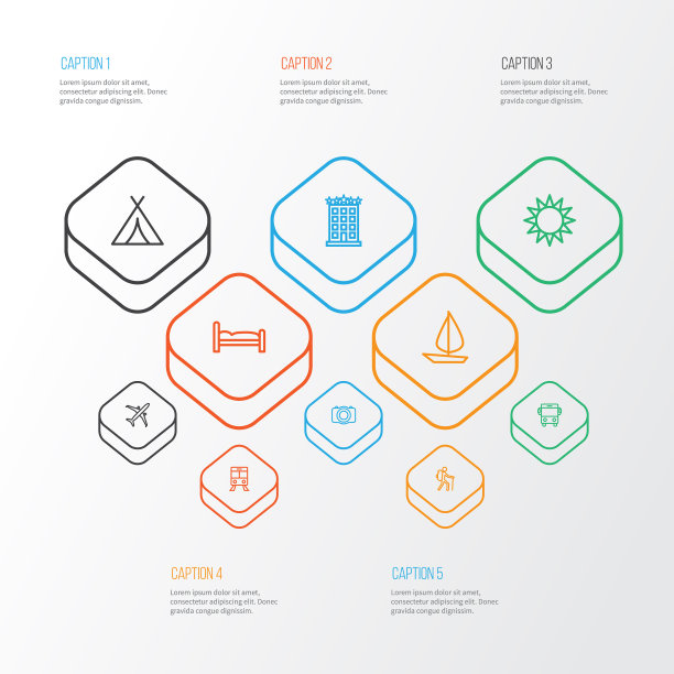 有轨电车旅行轮廓图标集图片下载