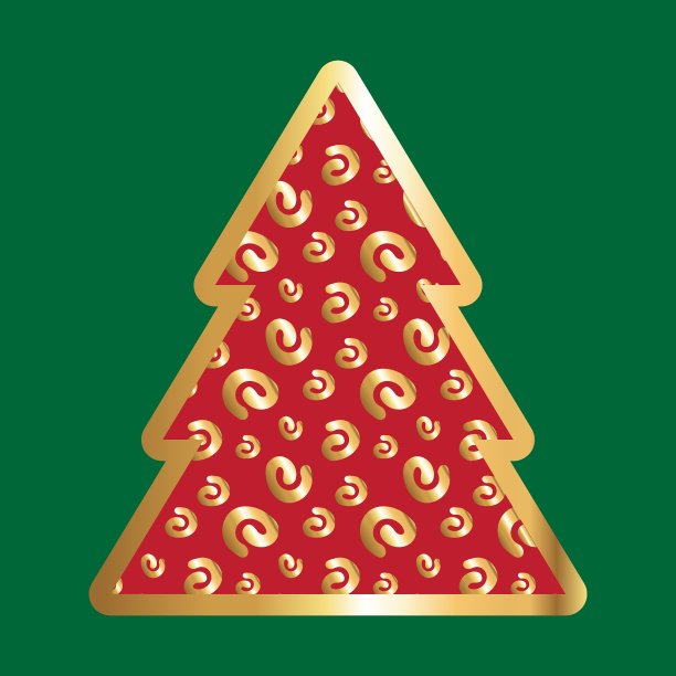 金色和红色的圣诞树图标图片下载