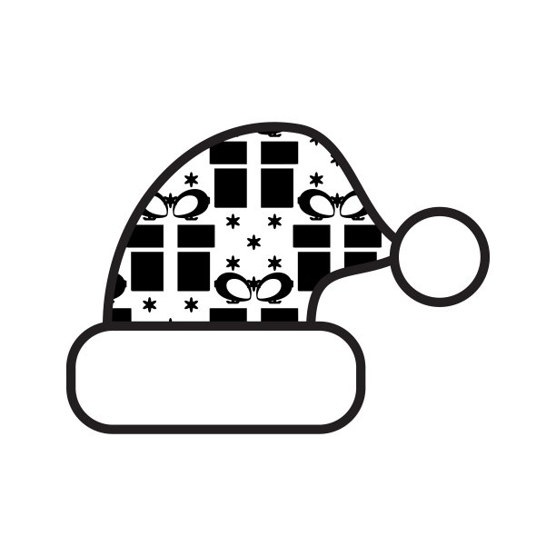 黑色和白色圣诞帽图标图片下载