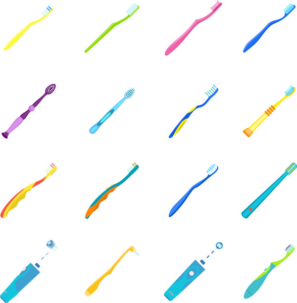 牙刷图标设置平面风格图片下载