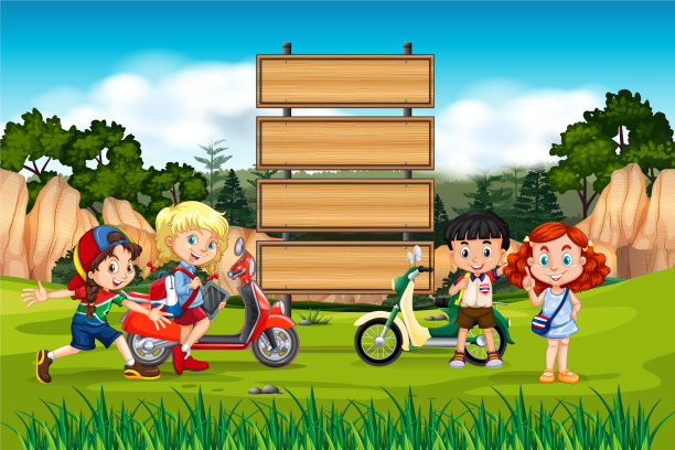 国际儿童在木板上图片下载