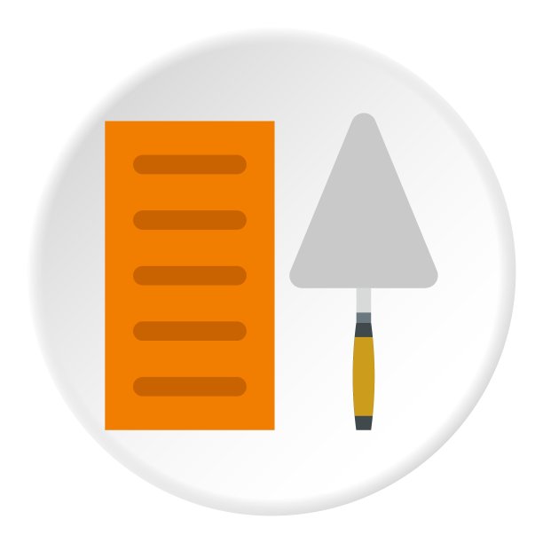 砖和泥铲图标平坦风格图片下载