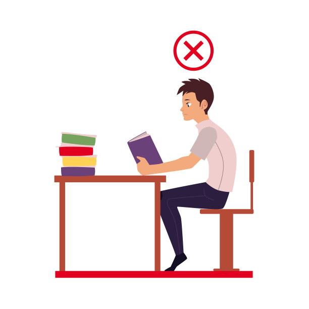年轻人不正确的坐姿阅读图片下载