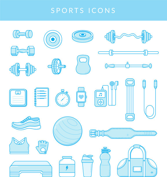 运动图标孤立在白色图片下载