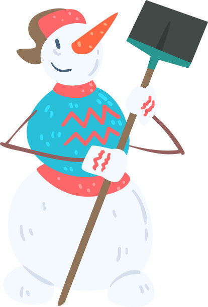 拿着铲子的雪人素材图片