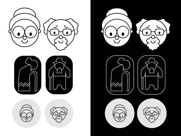 祖母和祖父有一套图标图片下载
