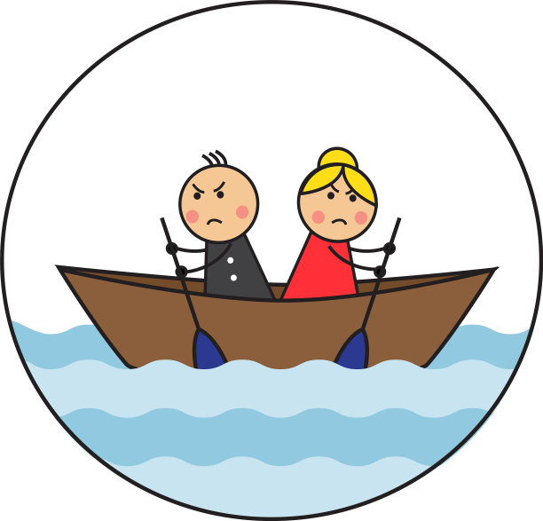 一对卡通夫妻争吵不休图片下载