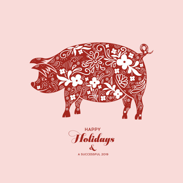 十二生肖猪年红纸剪猪图片下载