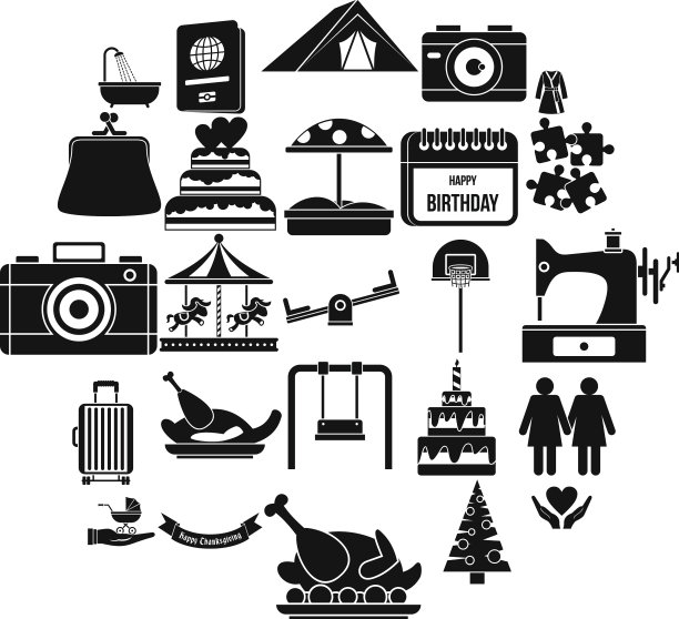 晚餐图标设置简单的风格图片下载