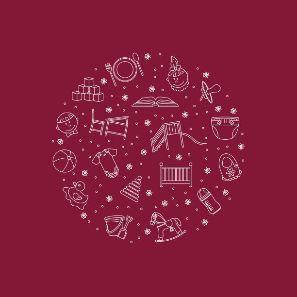 卡片与婴儿细线图标图片下载