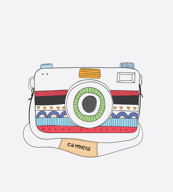 可爱的相机与各种各样的图案图片下载