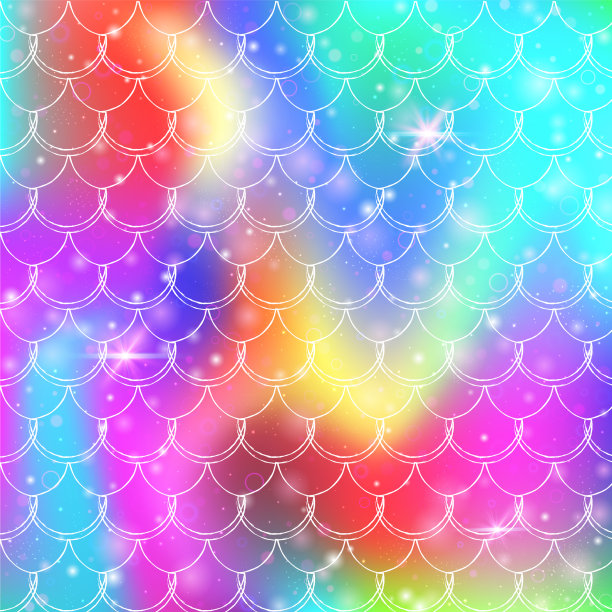 公主美人鱼背景与卡哇伊彩虹图片下载