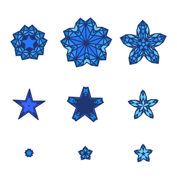 扁平设计星星雪花图标素材图片下载