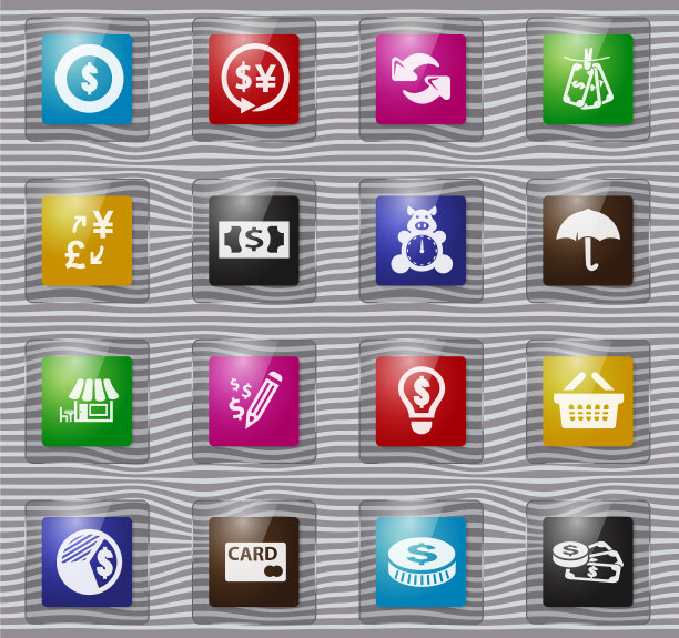 电子商务玻璃图标集图片下载