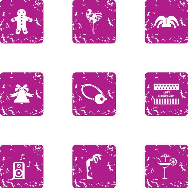 万圣节派对图标设置垃圾摇滚风格图片下载