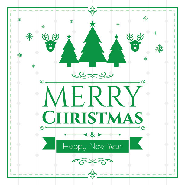 一套圣诞图标在绿色的背景图片下载