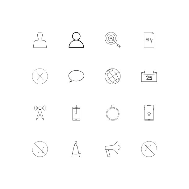 标志和符号线形细长的图标集概述图片下载