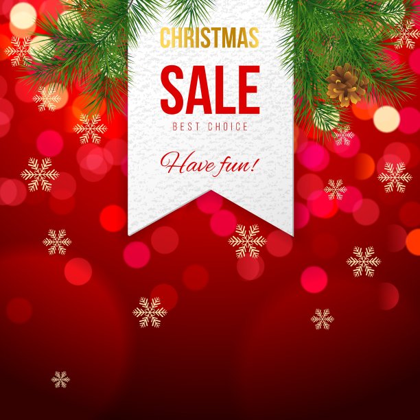 散景背景上的圣诞促销横幅图片下载