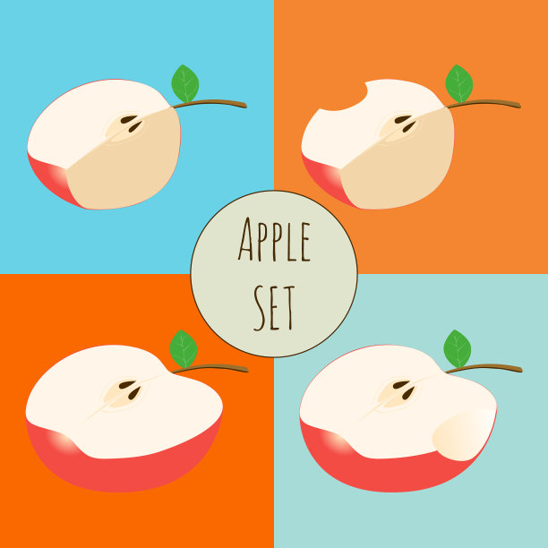一套苹果，切成两半图片下载