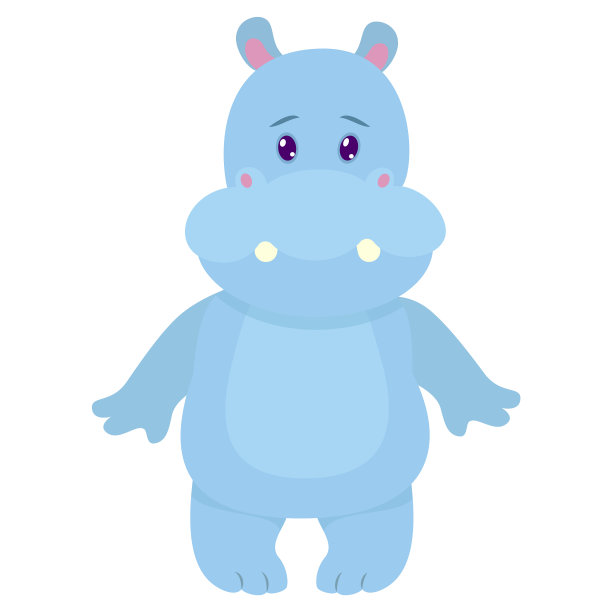 手绘河马自然色彩图片下载