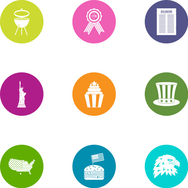 洋基图标设置扁平风格图片下载