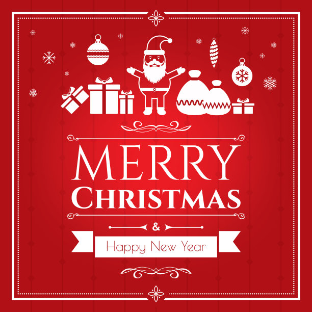 一套圣诞图标在红色的背景图片下载