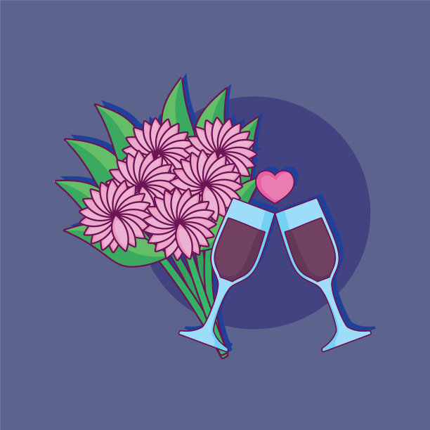 婚礼贺卡和花束图片下载