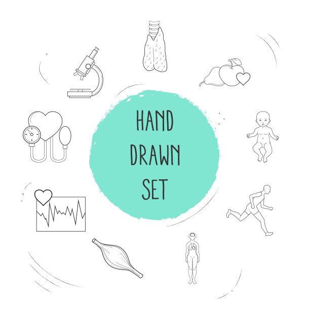 一套风琴图标线条风格符号与运动图片下载