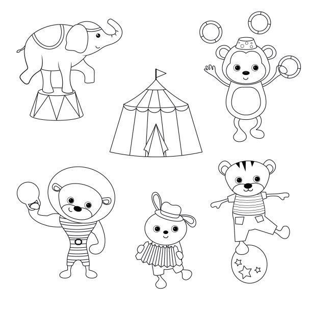 一组马戏团动物一组马戏团动物图片下载