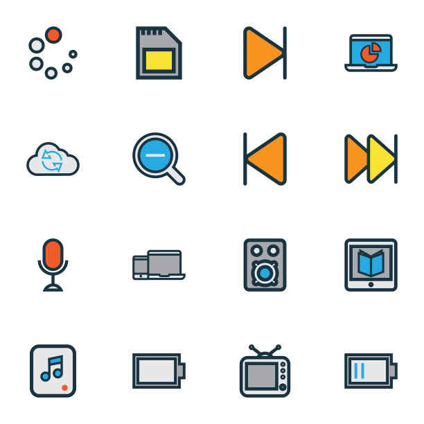 音乐彩色轮廓图标集合图片下载