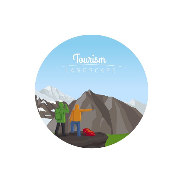 山脉旅游景观圆形图标图片下载
