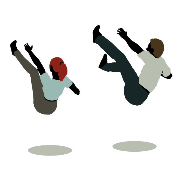 男人和女人的剪影在静止姿势下降图片下载