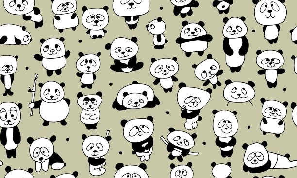 有趣的熊猫无缝图案为您设计图片下载