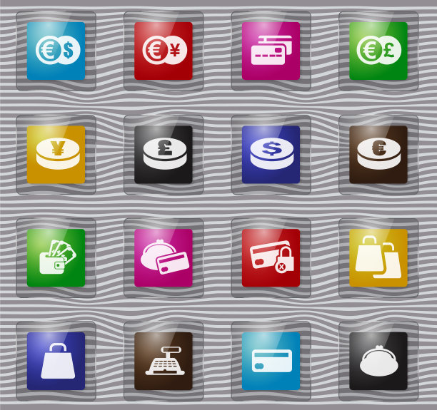 电子商务玻璃图标集图片下载